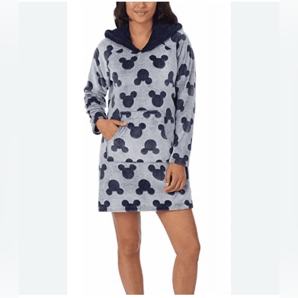 Disney Sleepwear Mickey Mouse Lounger Size XL Blue Fleece Hooded